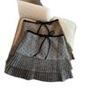 Women's High-Waist Polka Dot Woolen Pleated A-line Short Skirt for Autumn/Winter