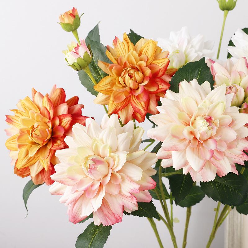 76cm Long-stemmed Artificial Dahlia Silk Flower Realistic Dahlia for Home Floral Arrangements Wedding Photography Decorations