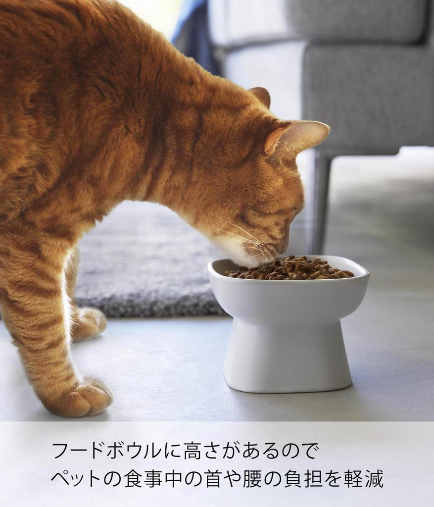 Yamazaki Tower Ceramic Pet Food W x D x Dishwasher and Microwave Product 1779 Bowl, White, Easy-to-Eat Height, Approx. 4.5" 4.5" 3.3" H, Safe, Number