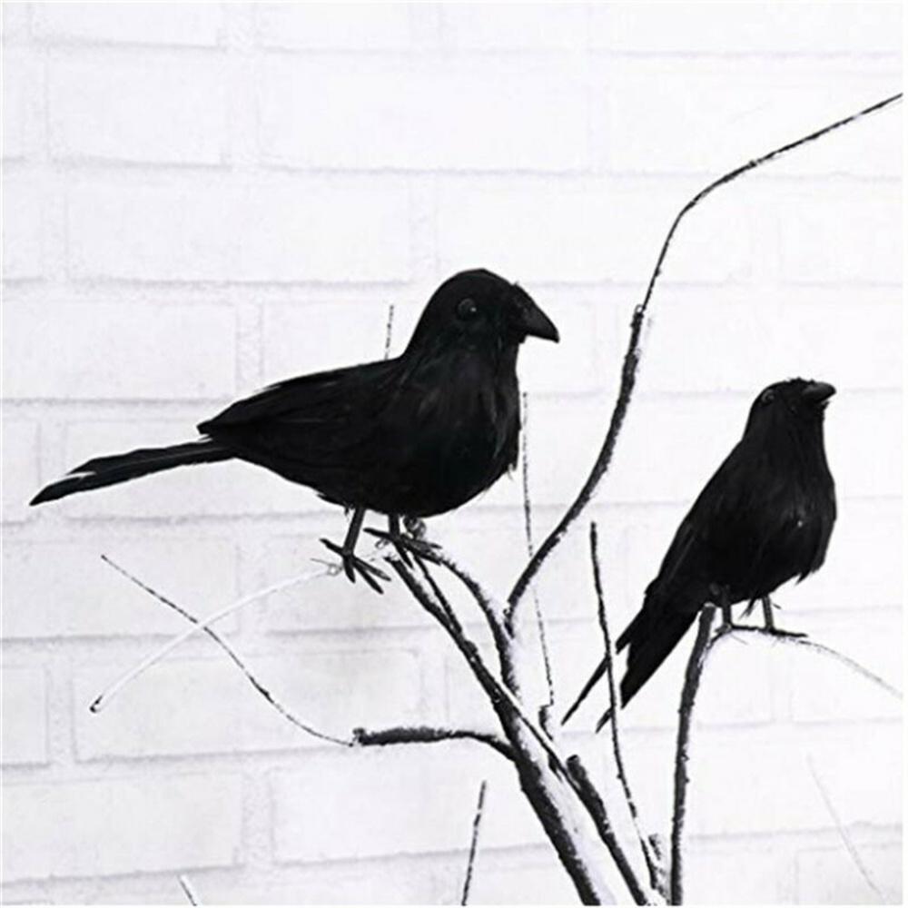 

New 6PCS Halloween Crow Prop Realistic Raven Feathered Spooky Party Home Store Decor