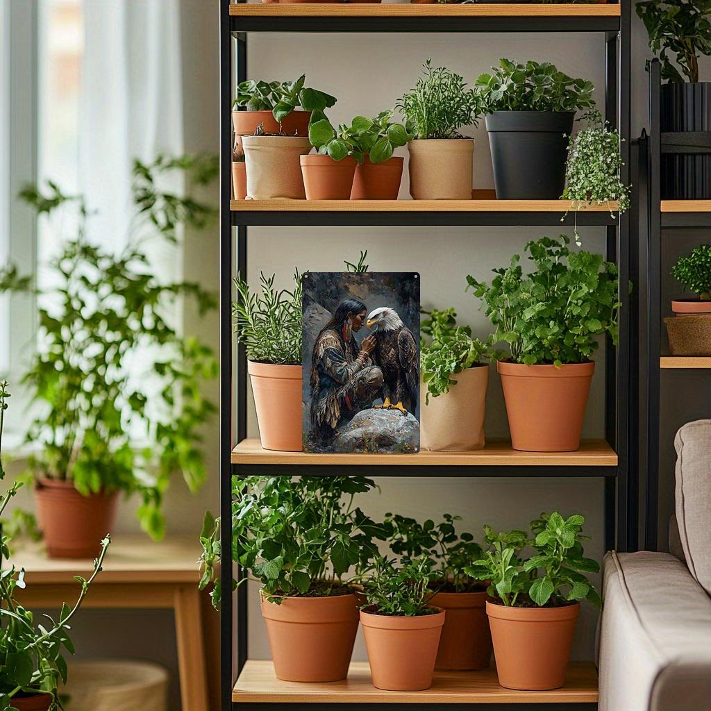 Native American & Bald Eagle 8x12" Aluminum Sign - Perfect for Living Room, Garden, or Outdoor Decor, Perfect for Room Decor