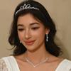 Braut Tiara Krone Dreiteiliges Luxus Atmosphärisches Hochzeitsschmuckset Premium Halskette Ohrringe Krone