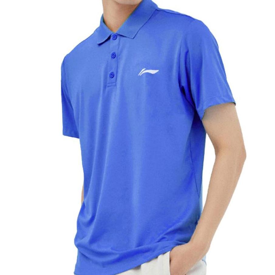 Li-Ning Solid Color Logo Embroidered Short Sleeve Polo Shirt Men Tops Dodger-Blue YPLT033-2