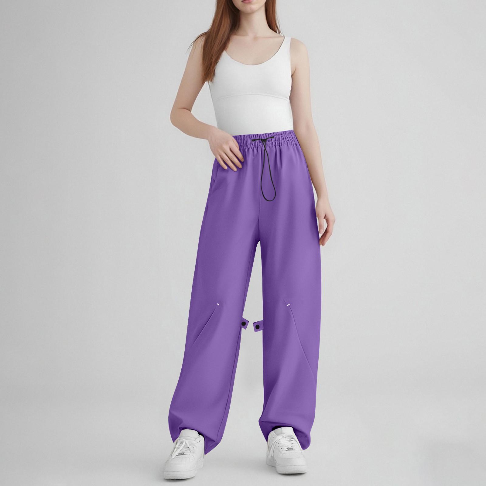 

Девичьи брюки с карманами, быстросохнущие брюки для хайкинга, легкие водоотталкивающие мешковатые джоггеры XL фиолетовый