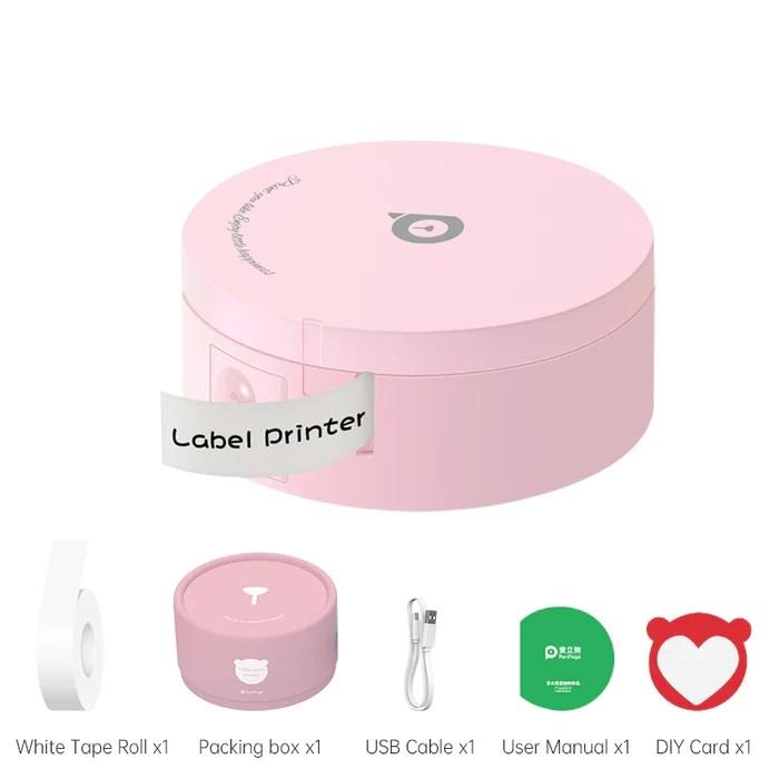 Mini imprimantă termică de etichete fără cerneală Mașină de făcut etichete Bluetooth fără fir pentru imprimarea etichetelor telefonului mobil + 2 role de hârtie