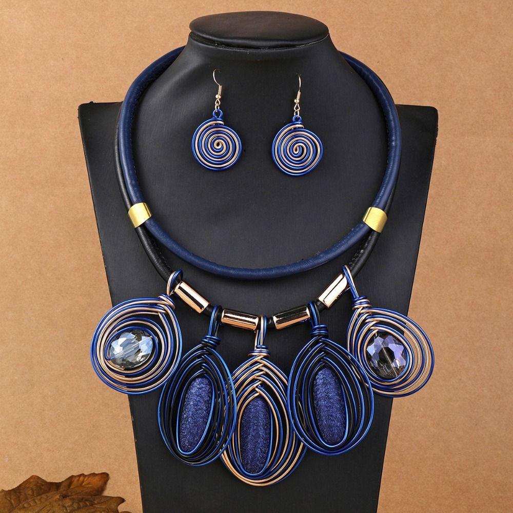 Crystal Necklace Earrings Set Rhinestone Inlaid Women Jewelry Set Multi-layer Jewelry Set  Wedding