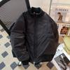 American Style Men's Trendy Loose-Fit Cotton Bomber Jacket - Winter Warmth with Stand Collar