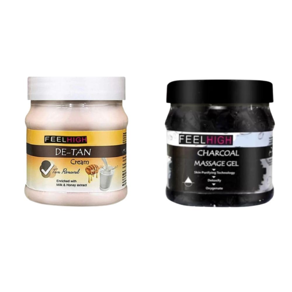 Feelhigh De-Tan Cream and Charcoal Gel Combo (Pack of 2) Each 500ml