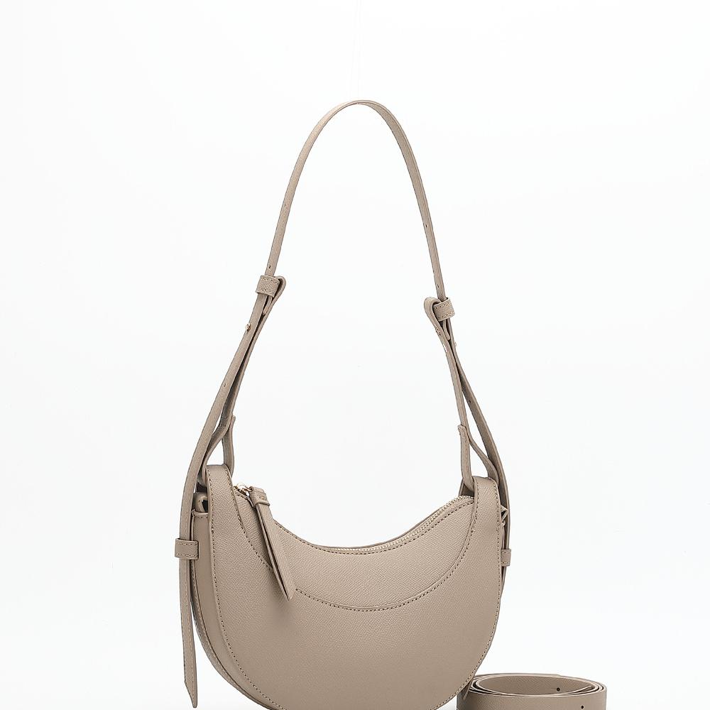 Bolso Media Luna de Cuero PU para Mujer Bolsos de Hombro Tipo Silla de Montar para Hombro Alta Textura Diseño Francés Diseño de Lujo