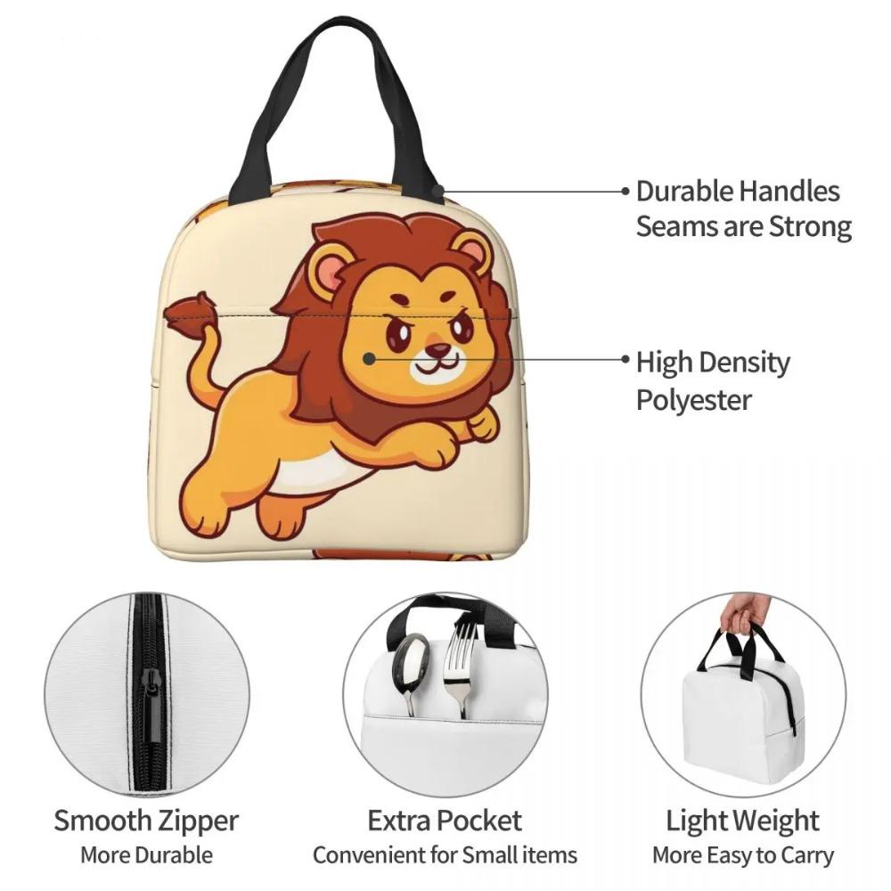 Cute Lion Cartoon Insulated Lunch Bag for Women Children Leakproof Food Boxes Thermal Lunch Box Tote
