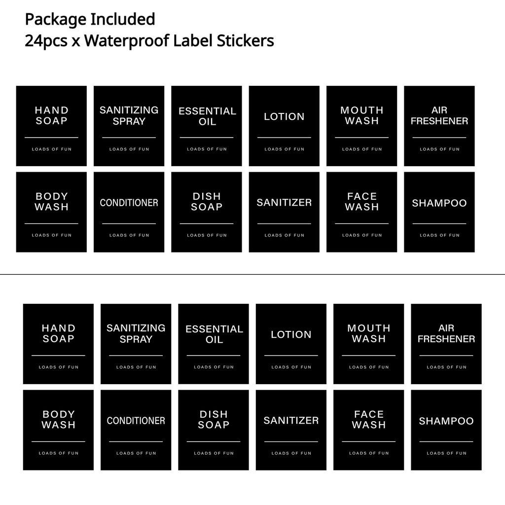 Czarne/Białe Etykiety na Dozownik Mydła Etykieta na Balsam Naklejka Szampon Odżywka Płyn do Kąpieli Łazienka Prysznic Etykiety na Dozownik Mydła Wodoodporne