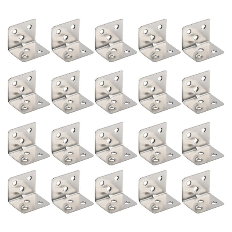 20pcs Metal L Shaped Mount 90 Degree Right Angled Corner Brace for Wood Furniture, Cabinet, Shelves, Chair, Drawer
