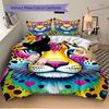 3PCs Colorful Leopard Print Design Cover Set, Breathable Fabric, Machine Washable (1 Duvet Cover + 2 Pillowcases) (Without Quilt) yy250911157