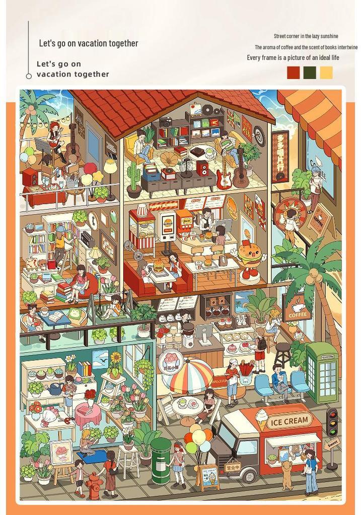 Tirado Miniature Scene Sticker Book 9.0: Fun 3D Cartoon Landscape & House Stickers