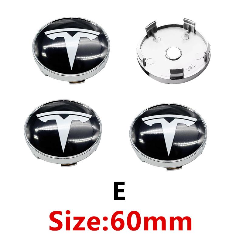 ICTB3 4pcs/set 60mm Tesla Car Wheel Center Hub Cap Cover Emblems Sticker Car Logo Car Styling Accessories for Tesla Model 3 Y S X