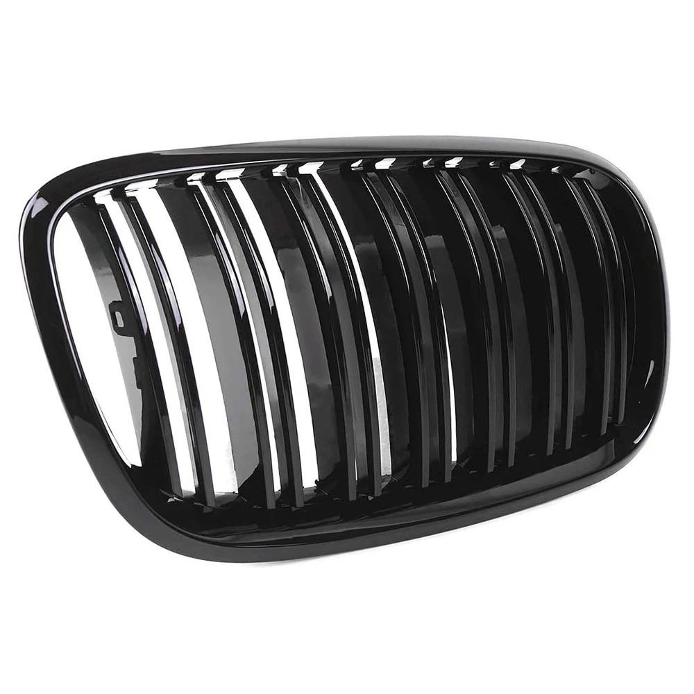 2PCS Car Styling Front Kidney Grill Double Slat Line Grille For BMW X5 E70 X6 E71 2008-2013 Bumper Racing Grills Car Accessories