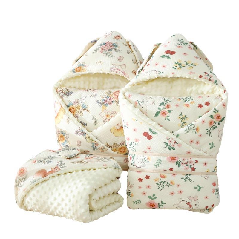 Premium Pure Cotton Newborn Swaddle: Thick Autumn/Winter Style with Plush Velvet for First Delivery Room Use
