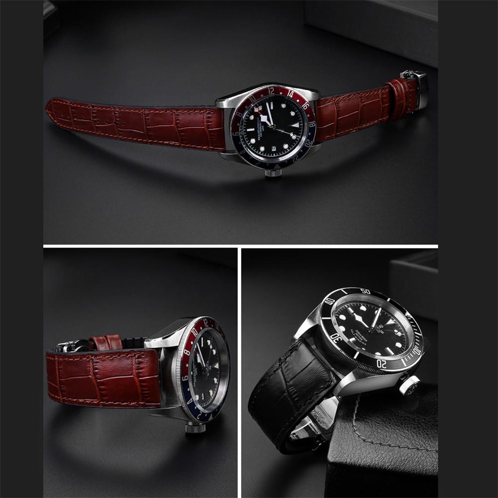 For IWC/Amani/seiko19mm 20mm 22mm Black Brown Genuine Leather Rubber Watch Strap Men Waterproof Silicone Cowhide Band Bracele