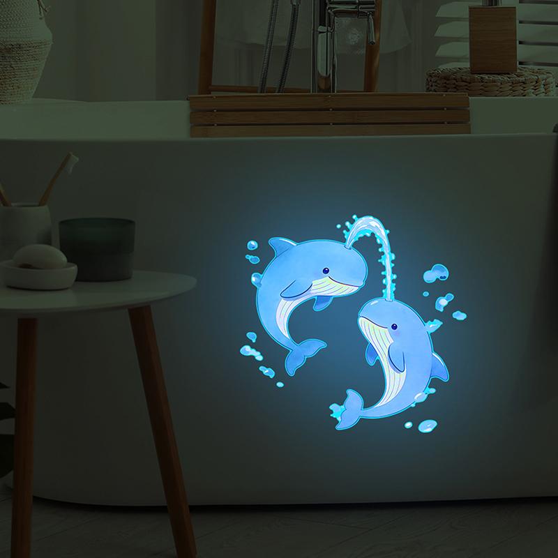 Adesivi Luminosi Blu Delfino per WC Autoadesivi Rimovibili Decalcomania Luminescente al Buio Adesivo da Parete per Bagno Adesivi per Auto