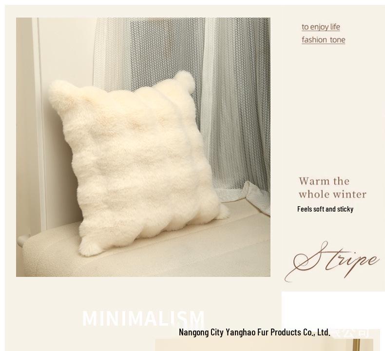 Simple Solid Color Faux Rabbit Fur Pillowcase - Soft Cushion Cover for Home/Sofa/Bedside (No Pillow Insert)