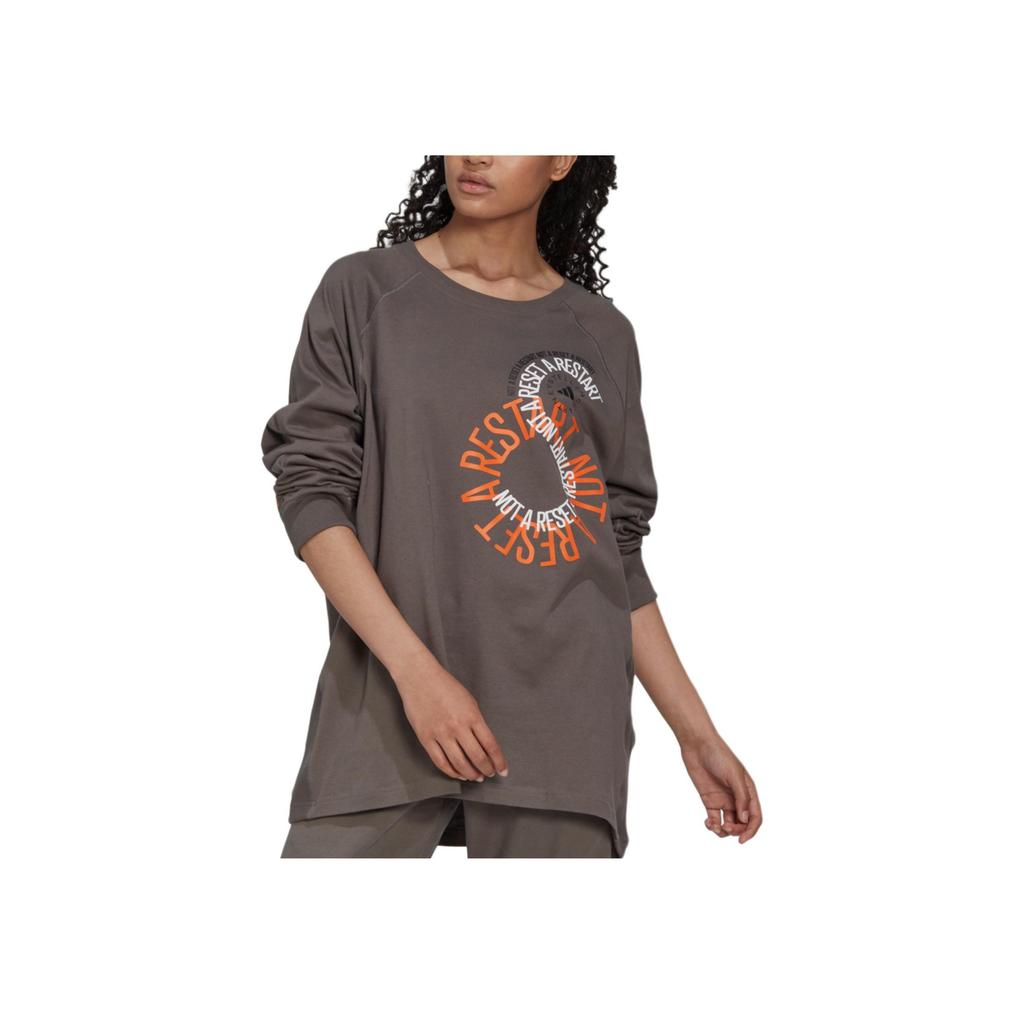 Adidas Stella McCartney Long Sleeve Logo Print T-Shirt Unisex Tops Brown IB5897