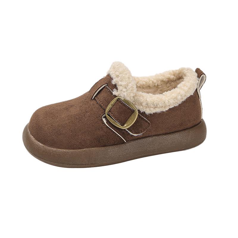 Ретро женские зимние плюшевые лоферы Birkenstock - 2025 год, толстая подошва, увеличивающая рост, теплые, нескользящие, для снега. 24 size, inner length about 15.5CM коричневый