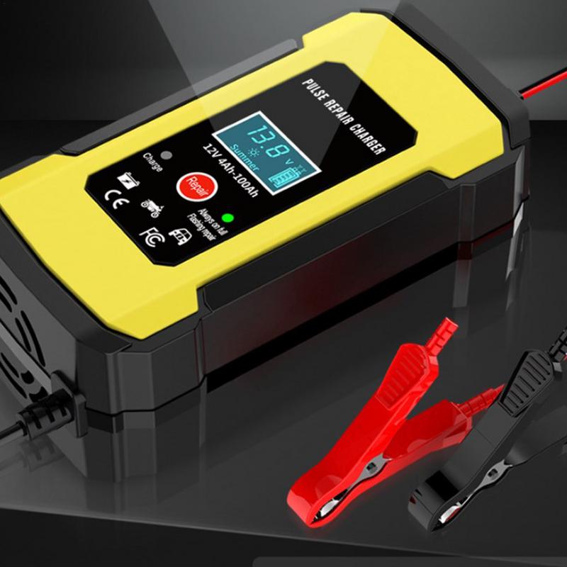 Caricabatterie di Riparazione per Batteria di Motocicletta 12V6A Caricabatterie Automatico di Riparazione per Batteria Auto 4Ah-100Ah Riparazione Batteria Automobilistica