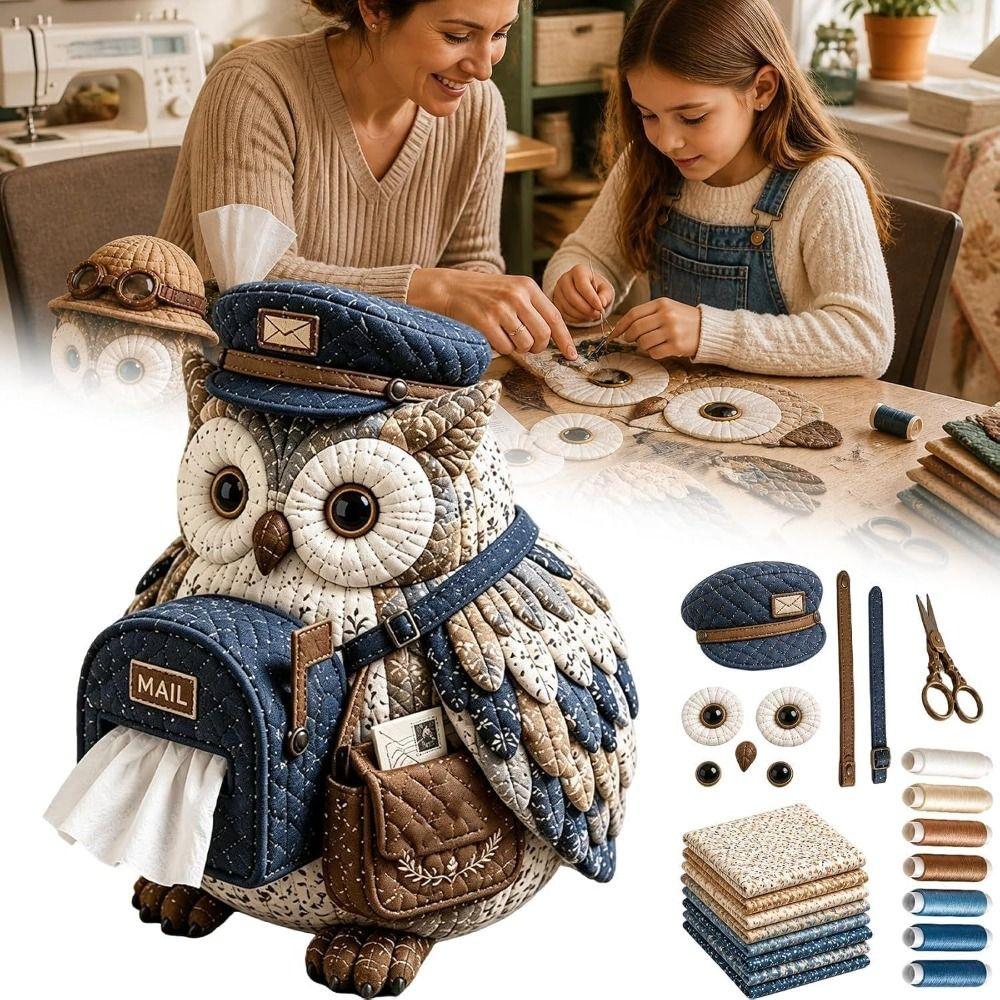 Quilted Quilted Tissue Box Owl Shape Patchwork Animal Kit Fashion DIY Sewing Kit Home Decor
