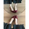 Chaussures simples en daim rouge chaussures semelle plate souple avec jupe chaussures de soirée douces