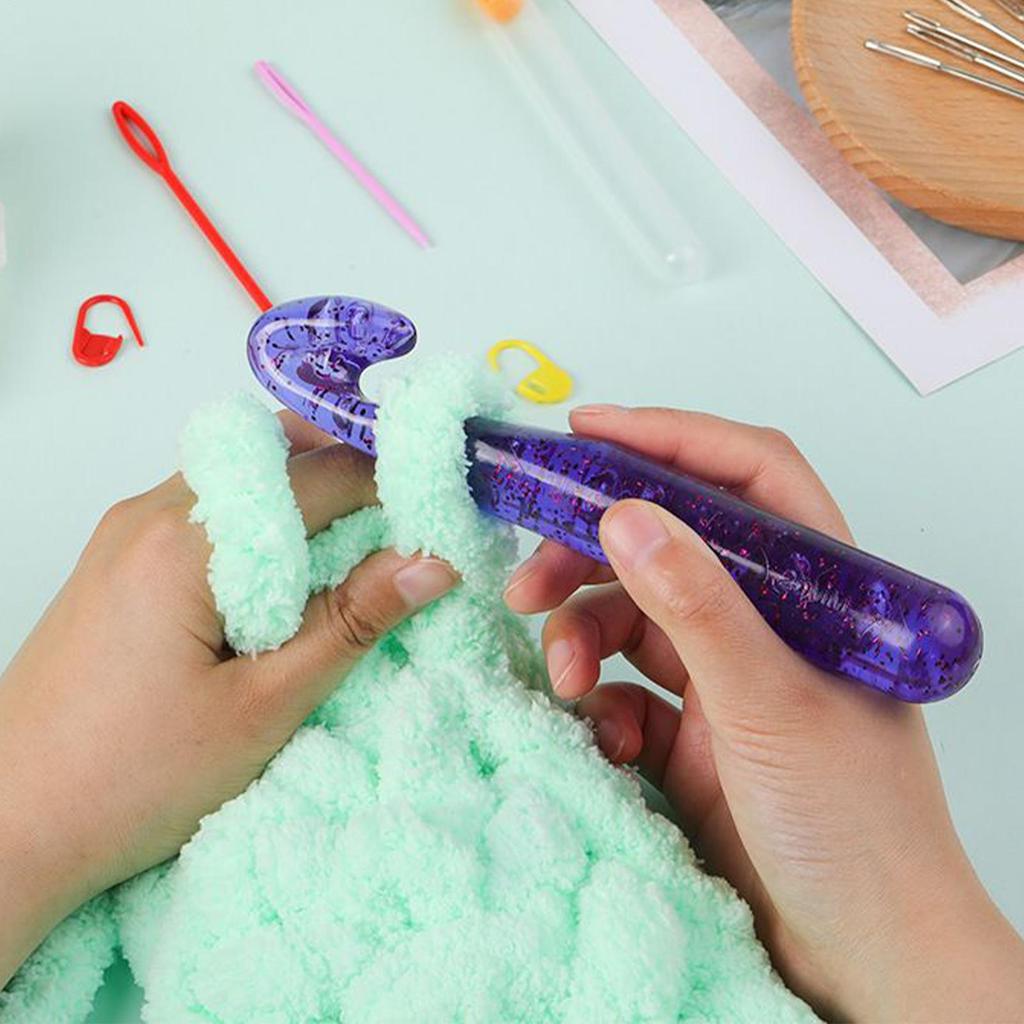 5pcs Large Crochet Hook Set 12mm-25mm Transparent Crystal Knitting Needles DIY Yarn Knitting Tool Yarn Knitting Needles Set