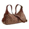 Coach Shoulder Bag Ella 35 Classic Old Flower All Over Print Chenille Velvet and Smooth Leather Hand-held Large Size for Women Light Khaki and Retro