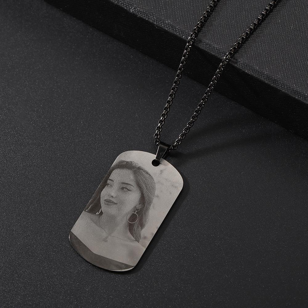 Double-Sided Engraved Rounded Rectangle Dog Tag Pendant Keychain for Long-Distance Relationships and Memorials