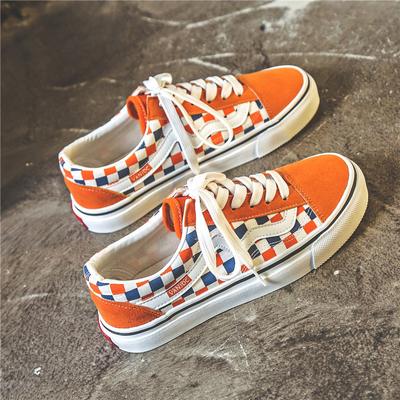 Pantofi de pânză de nișă originali noi de primăvară și toamnă cu carouri alb-negru, pentru studente, versiune coreeană, versatili, cu talpă plată