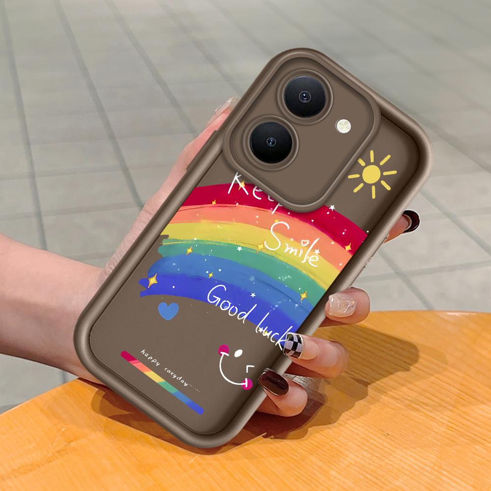 Soft Silicone Square Ladder Printing Pattern Phone Casing Full Cover Camera Shockproof Protection Rubber Case for Vivo