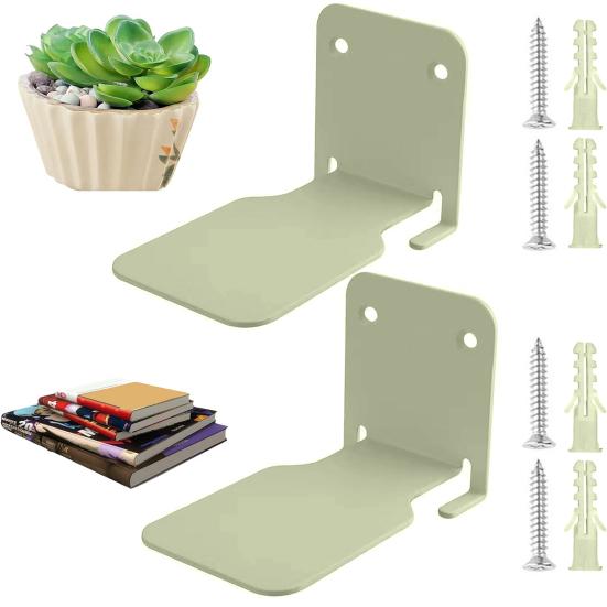 2 Pcs Bookshelves with Screws Great Load Bearing Anti-slip Invisible Stable Bathroom Living Room Ornament Picture Display Stand Floating Wall