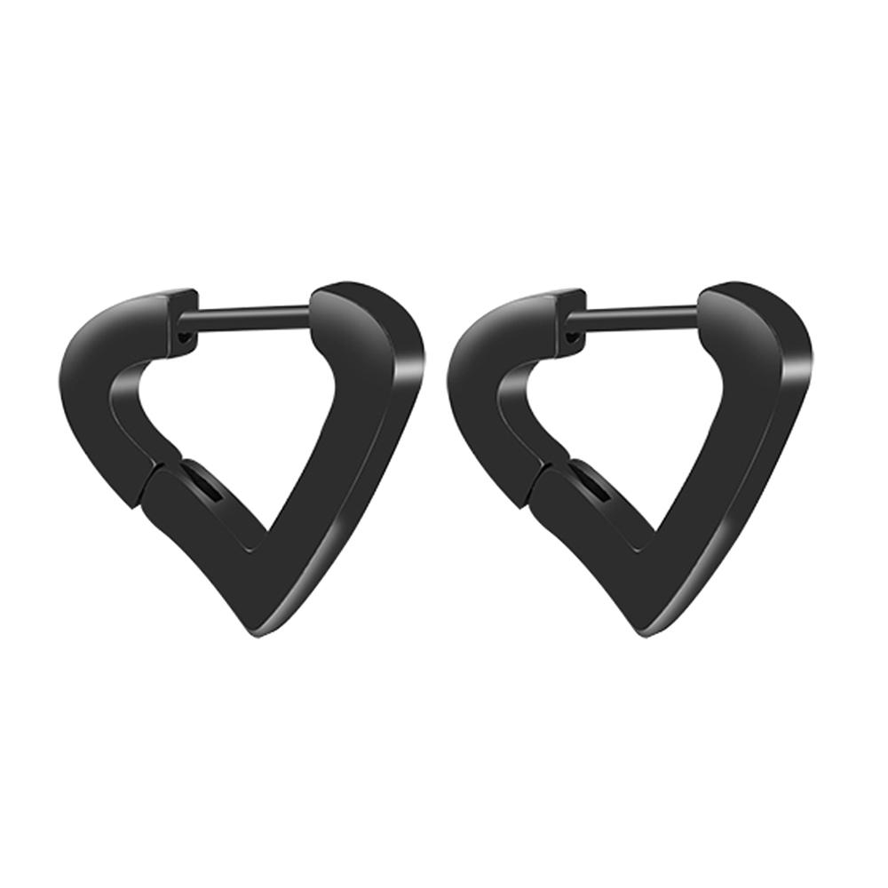 1 Paar Edelstahl Schwarze Creolen für Herren Damen Huggie Dreieck Quadrat Rund Geometrische Steckerohrringe gray