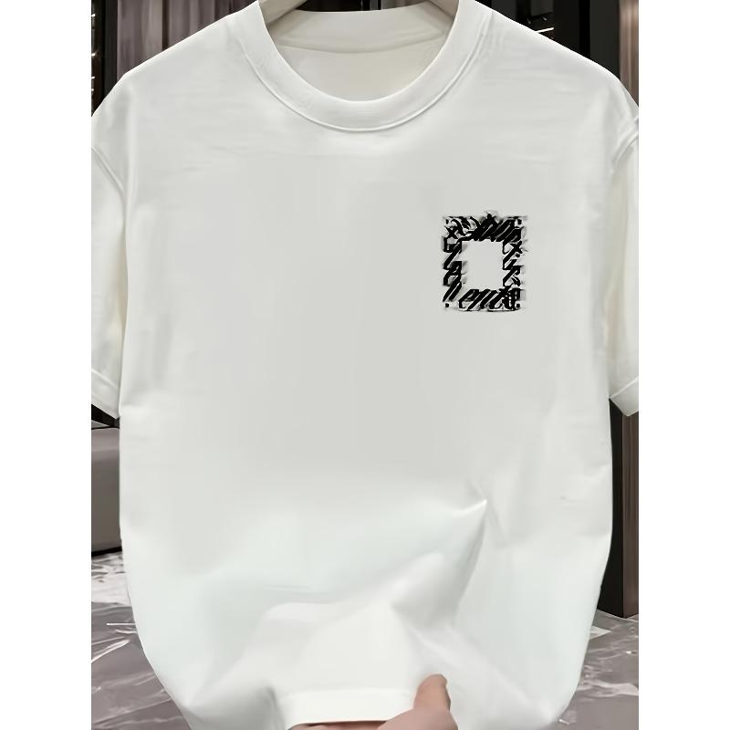 Taglie Europee Uomo Stile High Street Americano, Girocollo, Vestibilità Larga, T-shirt a Maniche Corte, Fresca e Casual, Alla Moda e Versatile