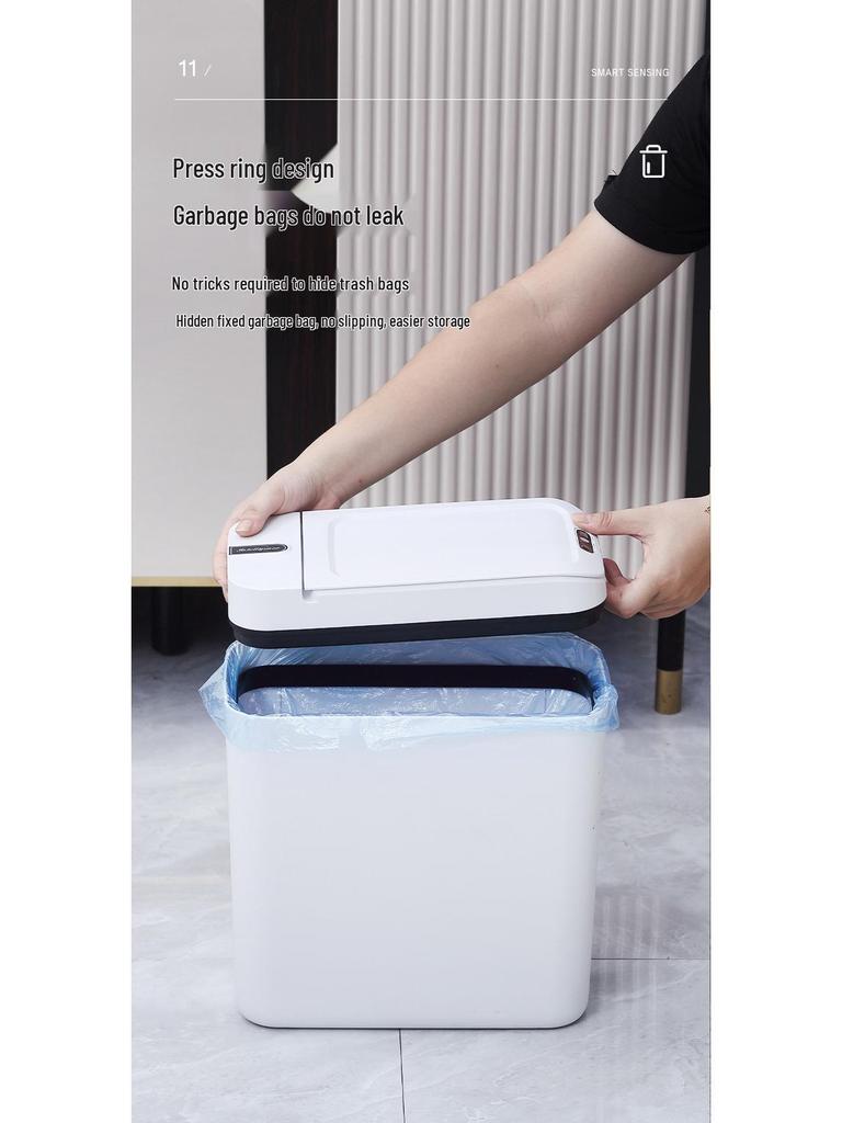 Smart Large-Capacity Induction Trash Can for Kitchen & Bathroom