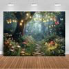 Dreamy Fairy Tale Forest Wonderland Theme Birthday Party Decorations Mushroom House Family Background Banner Stud28