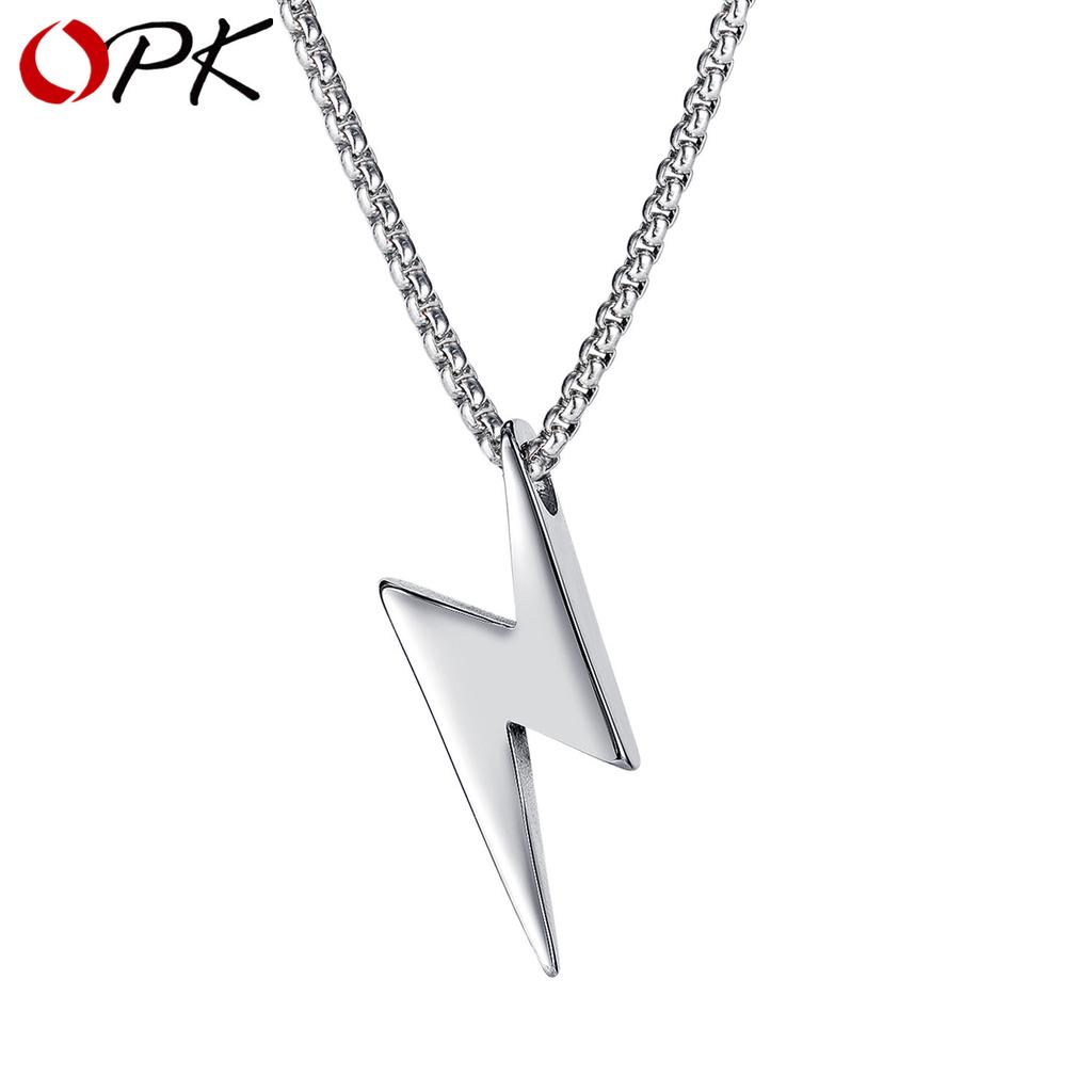 OPK Kreative Modische Blitz Titanstahl Herren Halskette