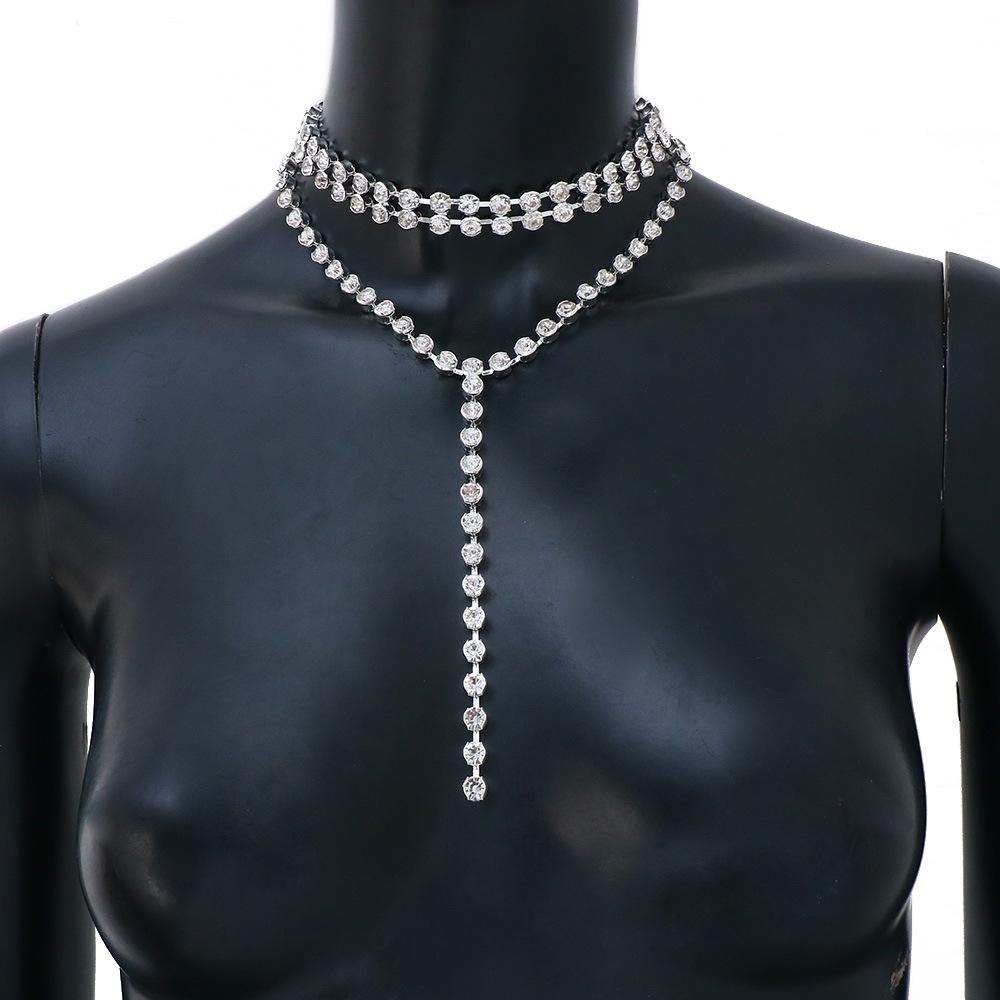 

Европа и Америка Длинная кисточка Кубический цирконий Колье-чокер Многослойное хрустальное колье для женщин Банкетный подарок Модные украшения Necklace