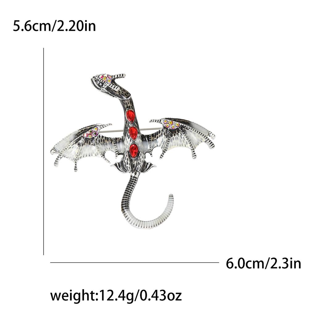 Enamel Dragon Brooches for Women Unisex Rhinestone Necklace Flying Dragon Pins Banquet Party Backpack Gifts Jewelry Accessories