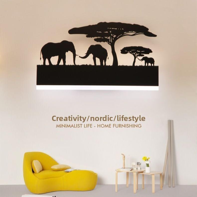 Elephant Creative Elk Silhouette Design Wall Lights For Bedroom Corridor And