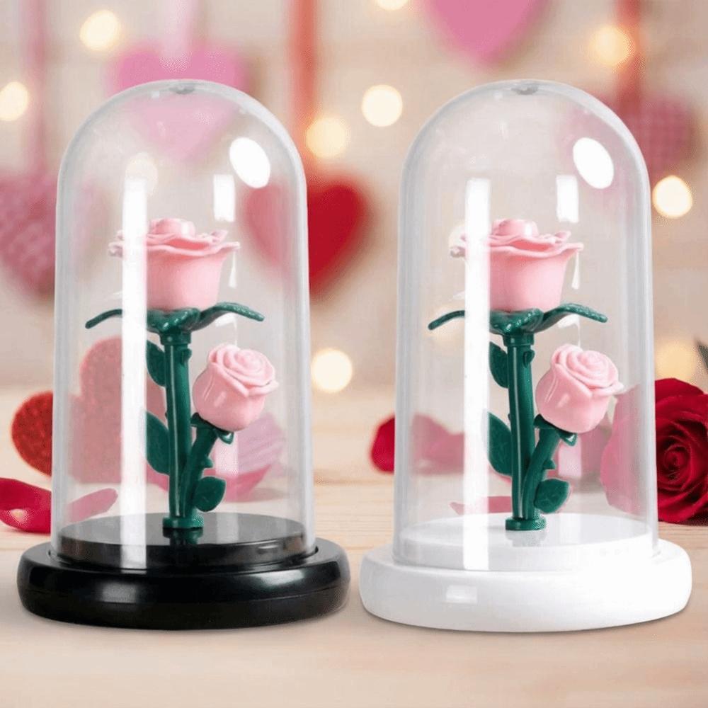 Luminous Eternal Rose Lamp with Lampshade Bedroom Bedside Lamp LED Flower Light  Anniversary Gift