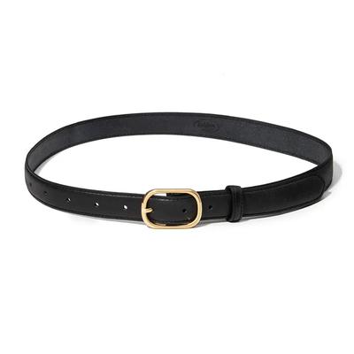 Gold Round Cowhide Leather Belt (T021_black)