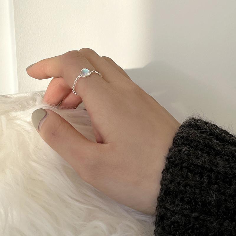 Trendy Heart Moonstone Copper Ring For Women Featuring Adjustable Size And Unique Style
