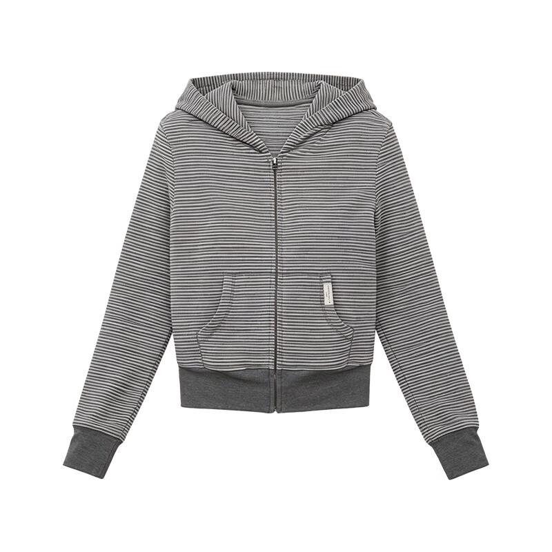 GREEN BELT Copenhagen Striped Knit Hooded Cardigan