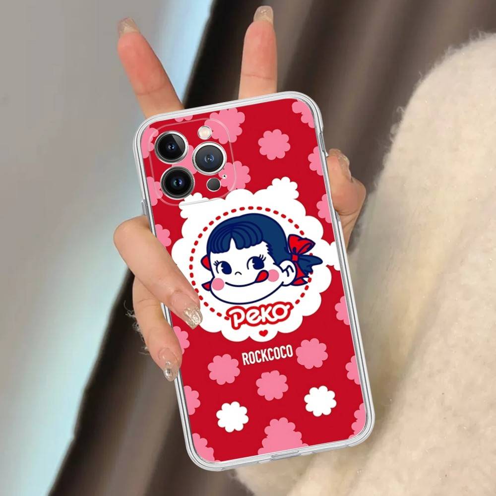 Cartoon Cute M-milky P-pekochan Transparent Phone Case For IPhone 16 15 14 13 12 11 Pro Max Plus Soft Cover