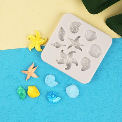 2pcs DIY Marine Life Silicone Molds 3D Conch Shell and Starfish Silicone Molds Marine Life Ornament and Craft Decoration Molds