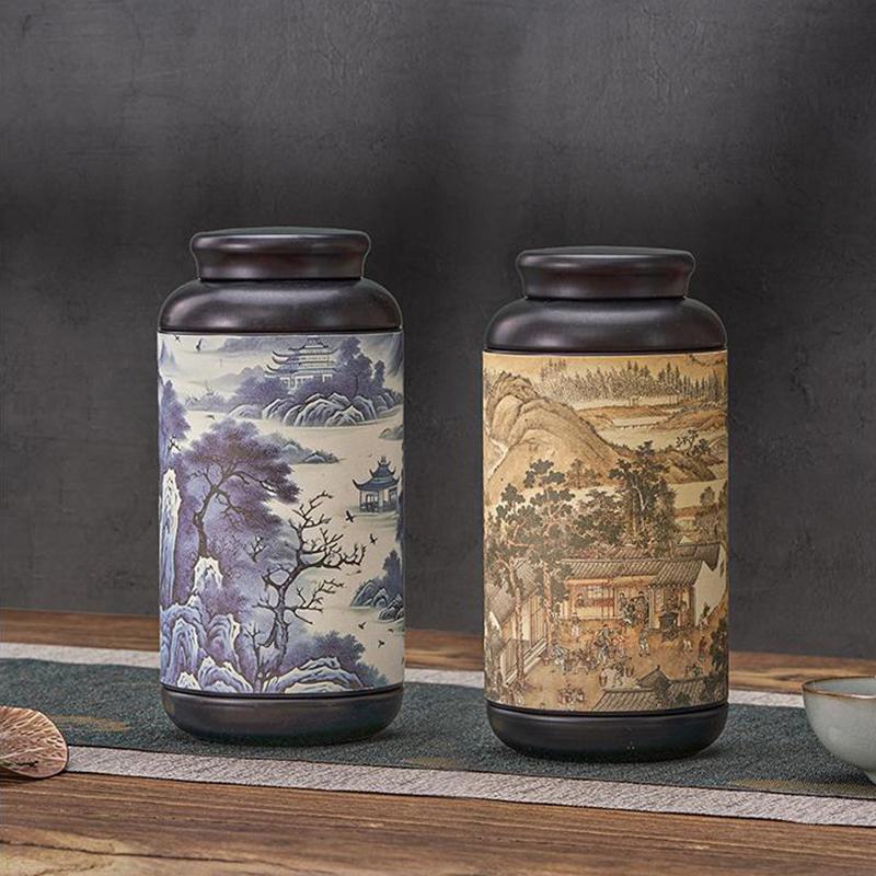 Chinesische Weißblech Teeaufbewahrungsdose Klein Versiegelt Tragbare Aufbewahrungsdose Teebehälter Schmiedeeisen Allgemeine Teedose Heimdekoration